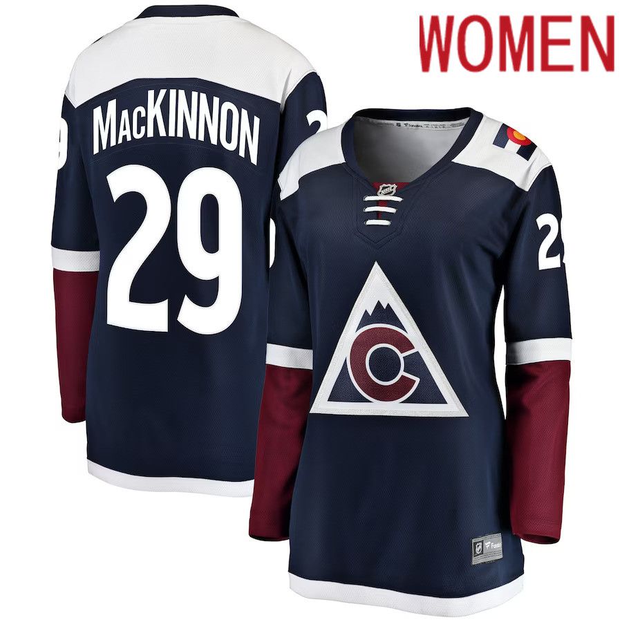 Women Colorado Avalanche 29 Nathan MacKinnon Fanatics Branded Navy Alternate Breakaway Player NHL Jersey